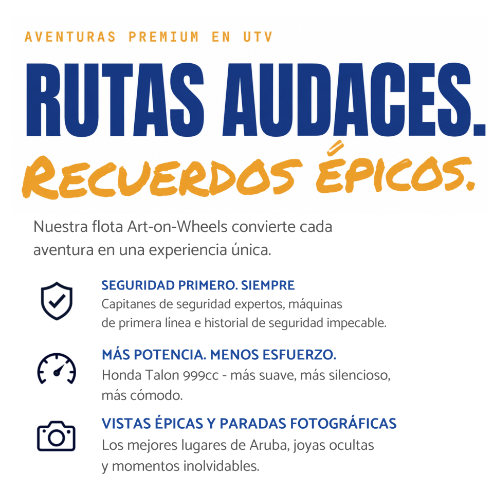 Promotional text for UTV adventures with bold headers and detailed offers.