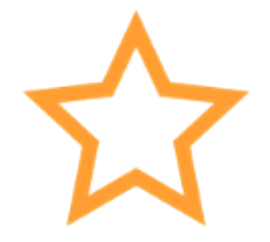 Orange hollow star shape with five points on a white background.