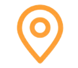 Orange location pin icon with a circular center