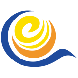 Colorful spiral graphic with blue, yellow, and orange swirls.